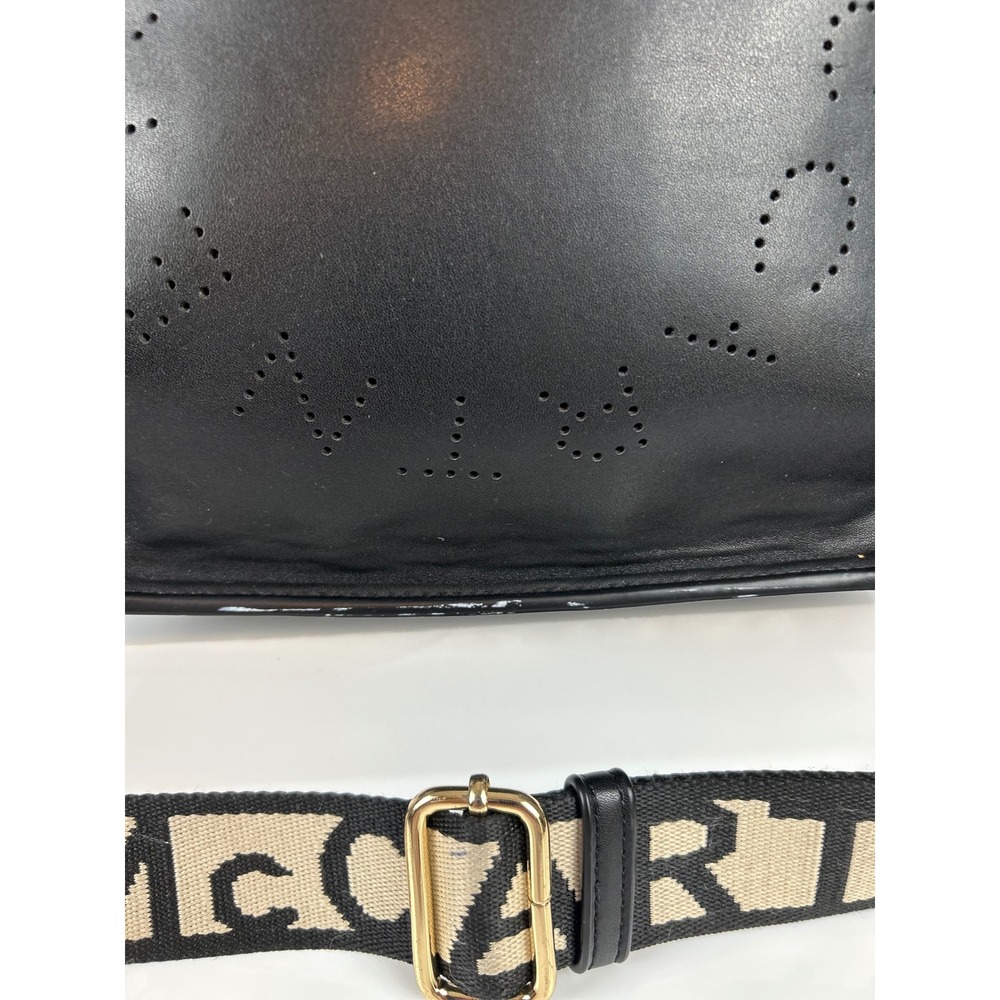 Stella McCartney Black Shoulder Bag Logo Perforated Strap Gold Hardware - Picture 10 of 14